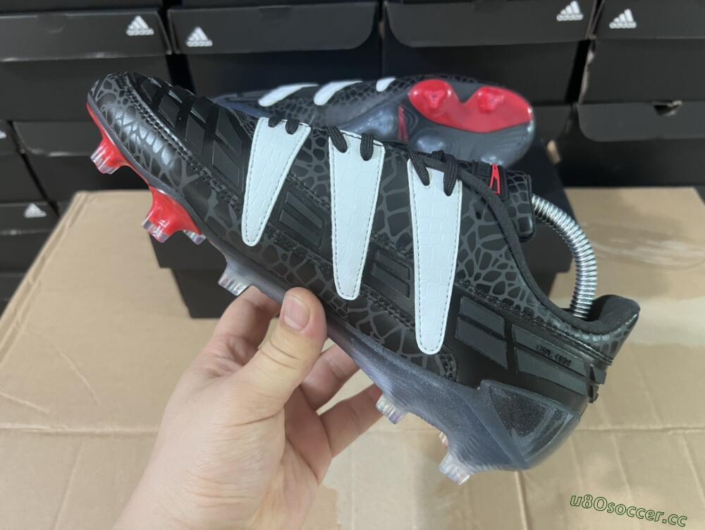 Men's Adidas Predator Accelerator 94 FG Firm Ground Low-Tops Football Boots - Black/White/Red
