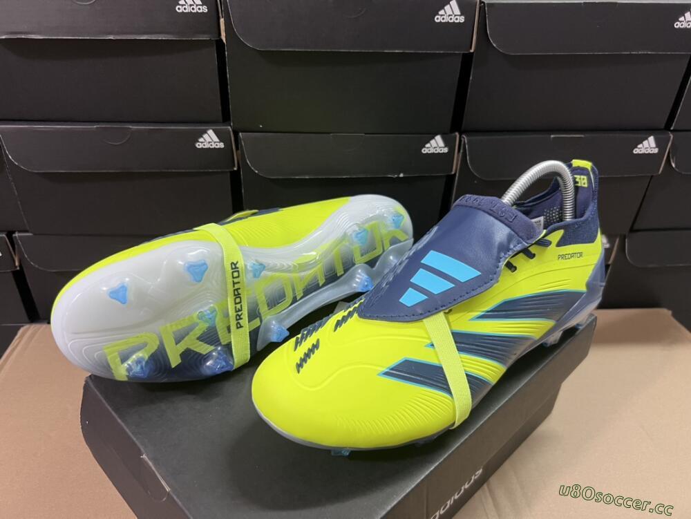 Unisex Adidas Predator Elite Foldover Tongue FG Firm Ground Low-Tops Football Boots - Yellow/Blue/Jade