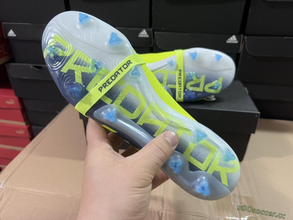 Unisex Adidas Predator Elite Foldover Tongue FG Firm Ground Low-Tops Football Boots - Yellow/Blue/Jade
