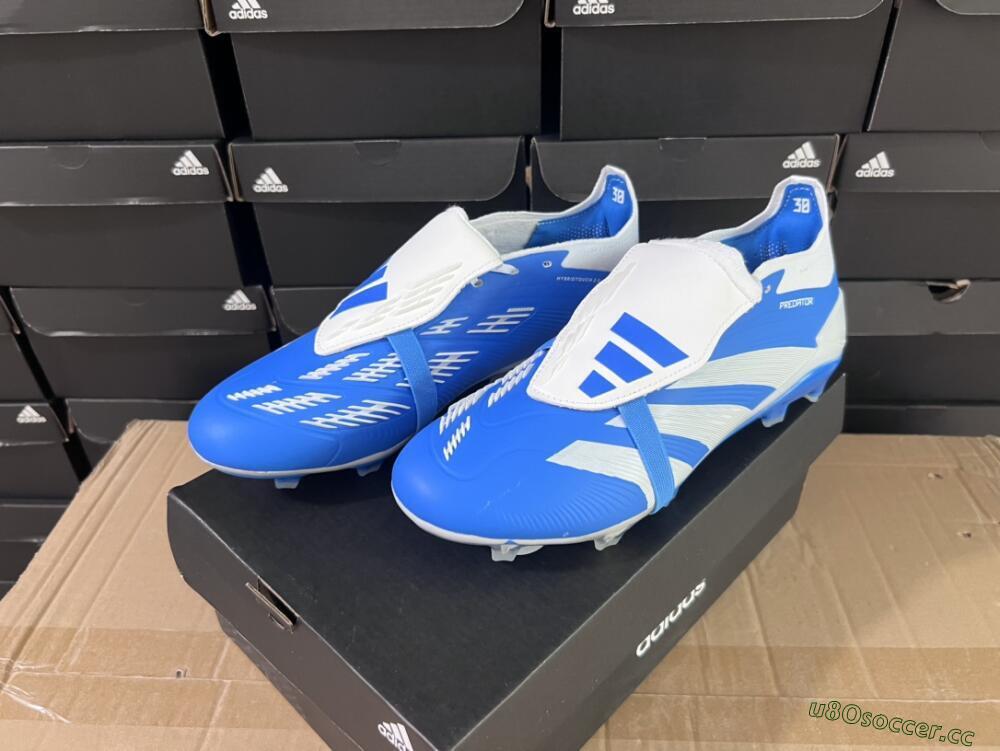 Men's Adidas Predator Elite Foldover Tongue FG Firm Ground Low-Tops Football Boots - Blue/white/Beige