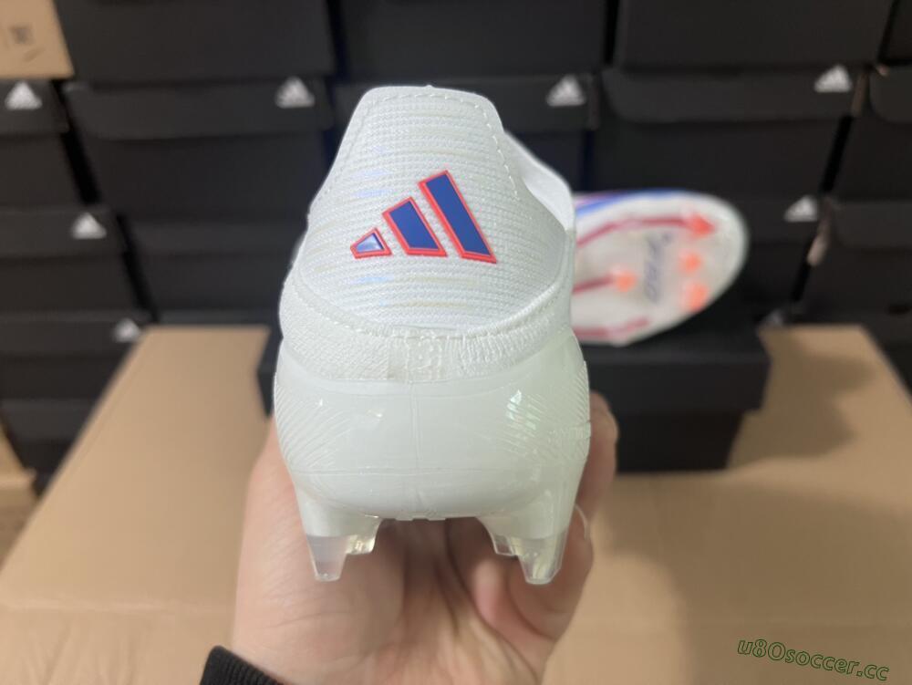Men's Adidas F50 Adizero FG Firm Ground Low-Tops Football Boots - White/Blue/Pink