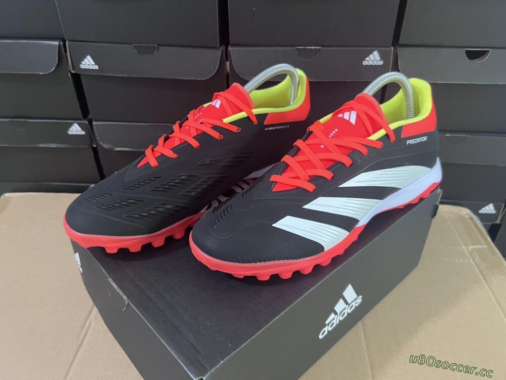 Men's Adidas Predator 24 Elite TF Artificial Turf Low-Tops Football Shoes - Black/White/Orange