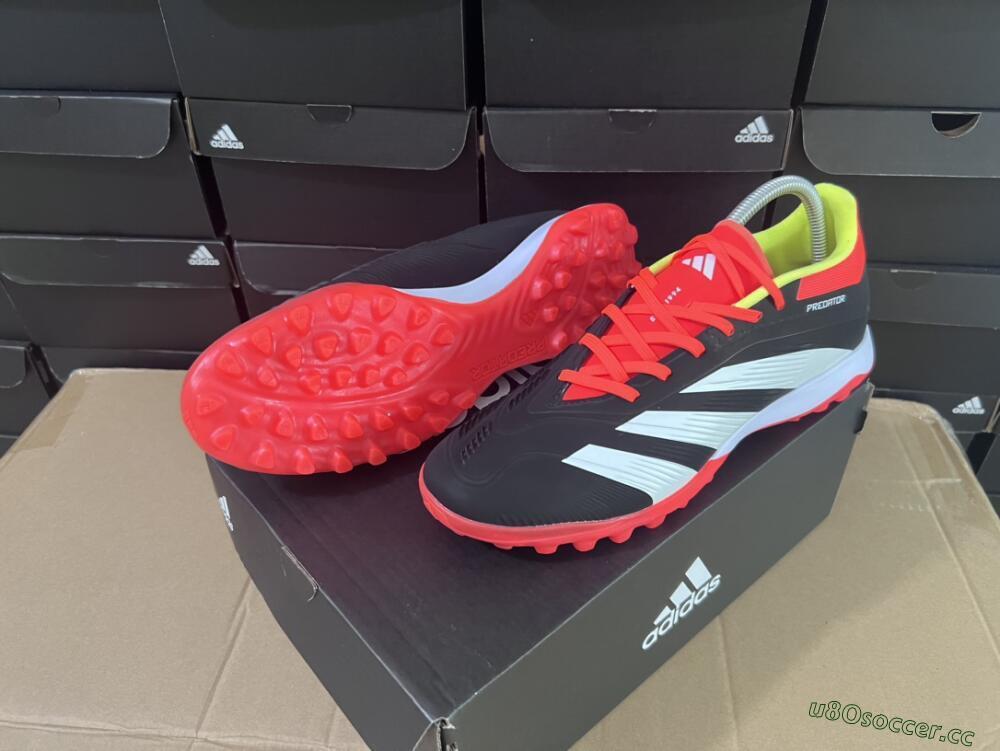 Men's Adidas Predator 24 Elite TF Artificial Turf Low-Tops Football Shoes - Black/White/Orange