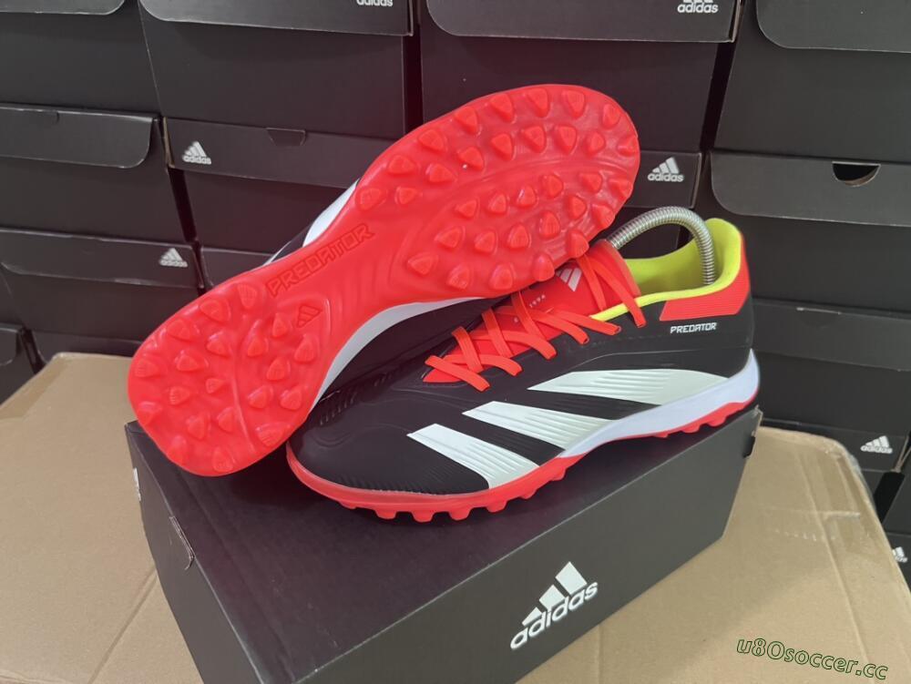 Men's Adidas Predator 24 Elite TF Artificial Turf Low-Tops Football Shoes - Black/White/Orange