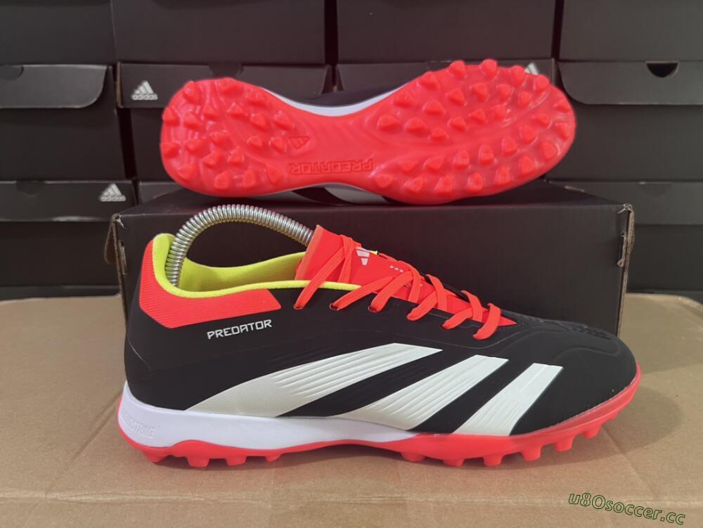 Men's Adidas Predator 24 Elite TF Artificial Turf Low-Tops Football Shoes - Black/White/Orange
