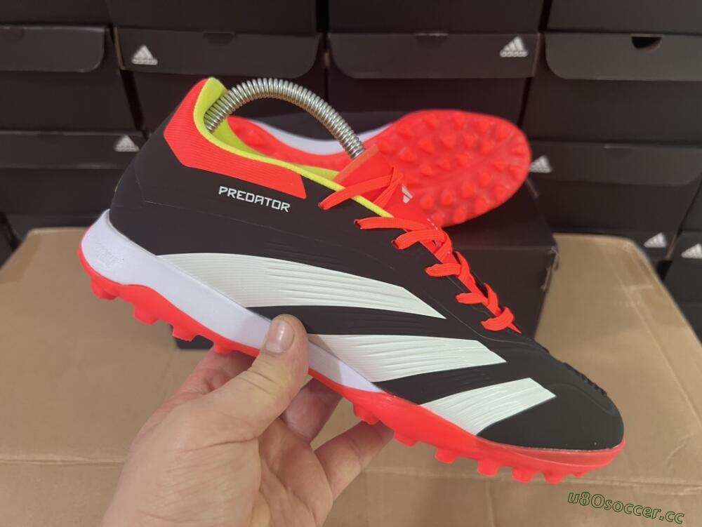 Men's Adidas Predator 24 Elite TF Artificial Turf Low-Tops Football Shoes - Black/White/Orange