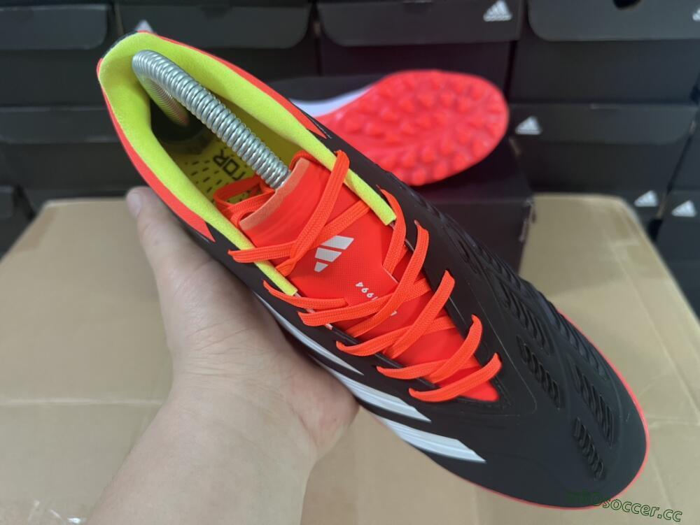 Men's Adidas Predator 24 Elite TF Artificial Turf Low-Tops Football Shoes - Black/White/Orange