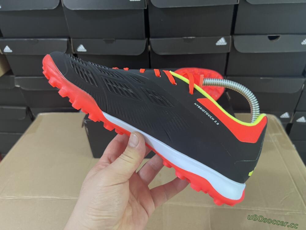 Men's Adidas Predator 24 Elite TF Artificial Turf Low-Tops Football Shoes - Black/White/Orange