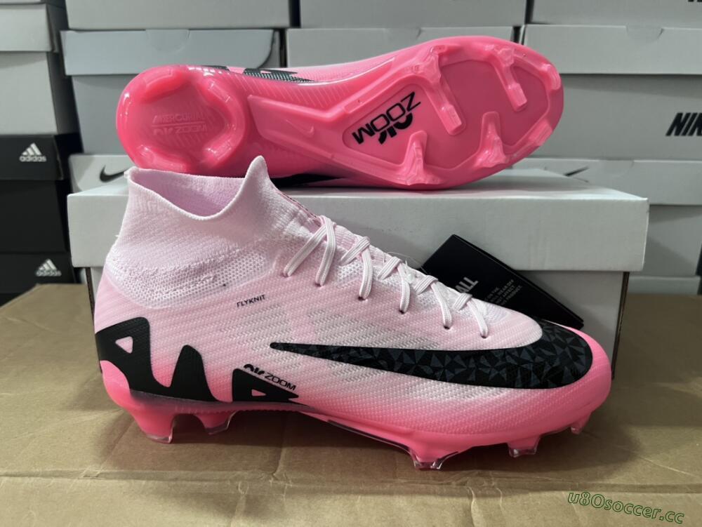Men's Nike Air Zoom Mercurial Superfly 9 Elite FG Firm Ground High-Tops Football Boots - Pink/Black