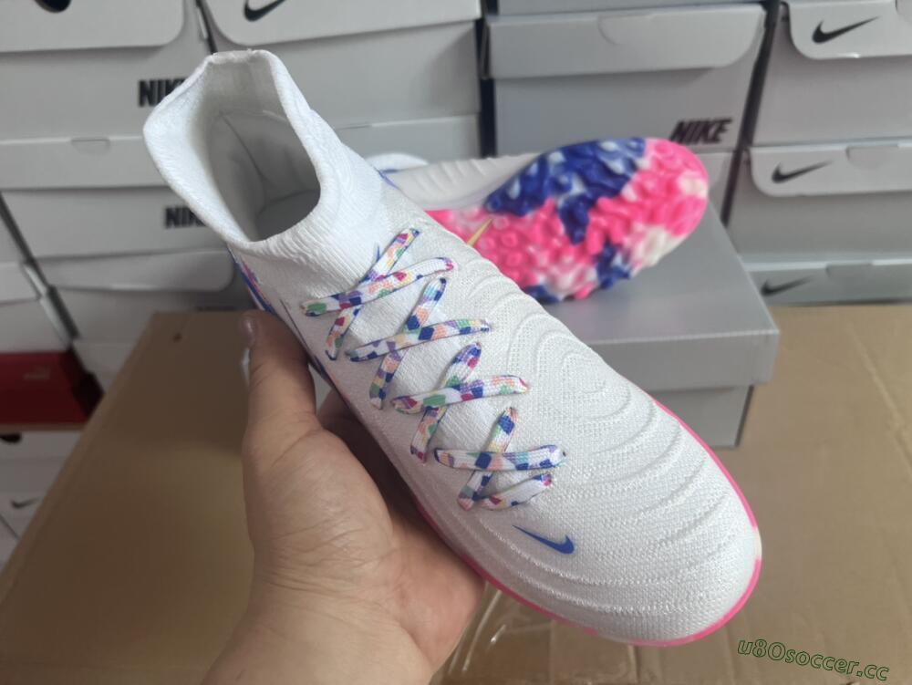 Men's Nike Phantom Luna 2 Elite TF Artificial Turf High-Tops Football Shoes - White/Pink/Blue