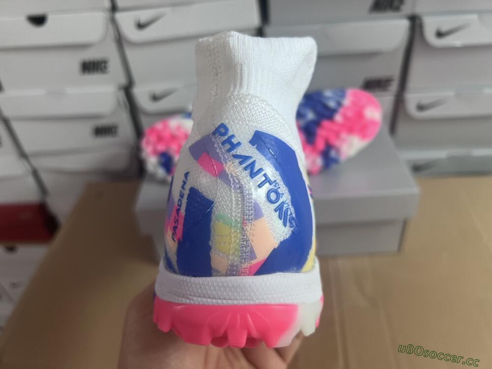Men's Nike Phantom Luna 2 Elite TF Artificial Turf High-Tops Football Shoes - White/Pink/Blue