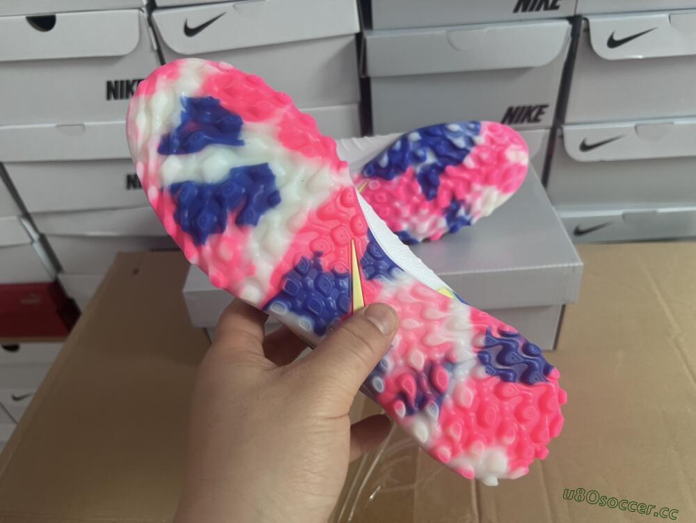 Men's Nike Phantom Luna 2 Elite TF Artificial Turf High-Tops Football Shoes - White/Pink/Blue