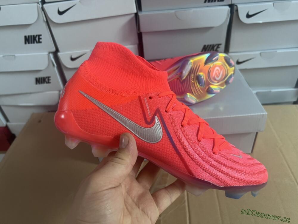 Unisex Nike Phantom Luna Elite FG Firm Ground High-Tops Football Boots - Red/Black/Gold