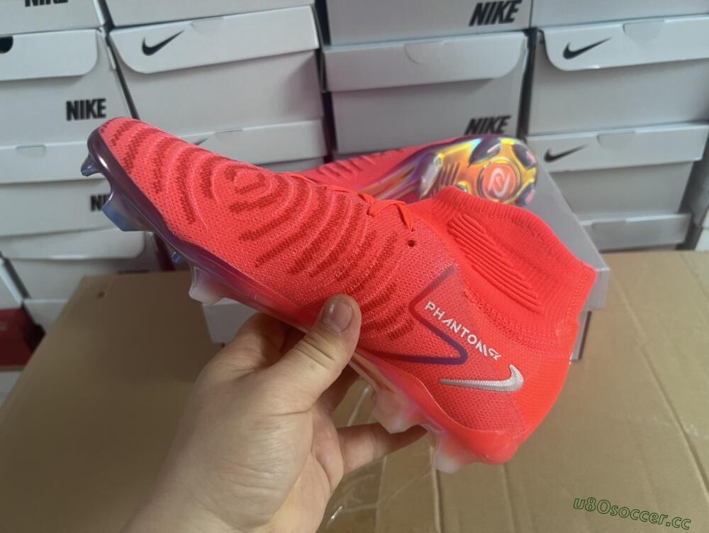 Unisex Nike Phantom Luna Elite FG Firm Ground High-Tops Football Boots - Red/Black/Gold