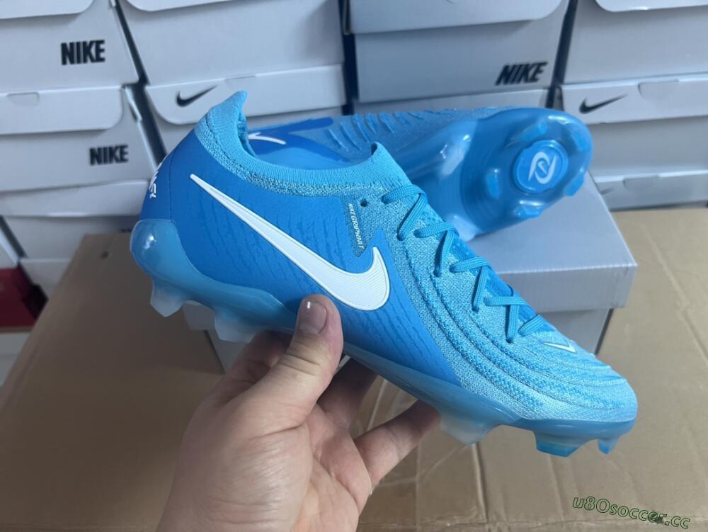 Men's Nike Phantom Luna Elite NU FG Firm Ground Low-Tops Football Boots - Light Blue/White