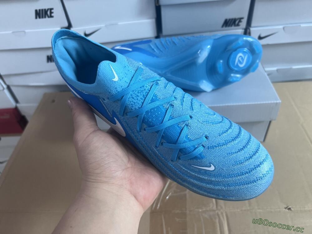 Men's Nike Phantom Luna Elite NU FG Firm Ground Low-Tops Football Boots - Light Blue/White