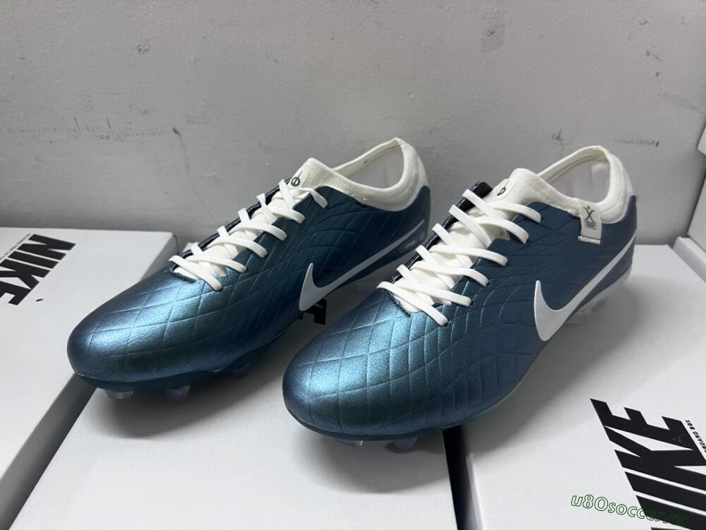 Men's Nike Tiempo Legend 10 Elite FG Firm Ground Low-Tops Football Boots - Jade/White