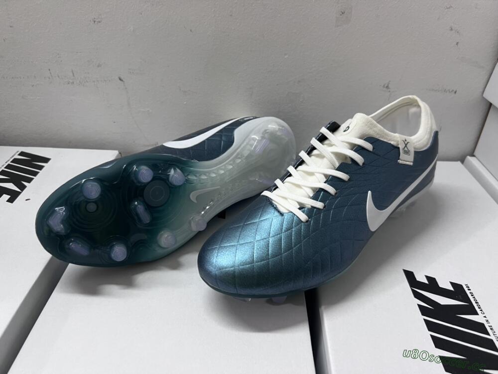 Men's Nike Tiempo Legend 10 Elite FG Firm Ground Low-Tops Football Boots - Jade/White
