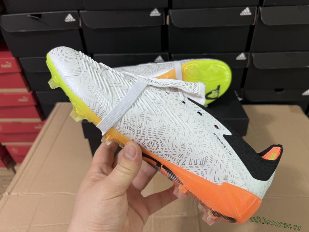 Men's Adidas Predator Elite Foldover Tongue FG Firm Ground Low-Tops Football Boots - White/Black/Orange