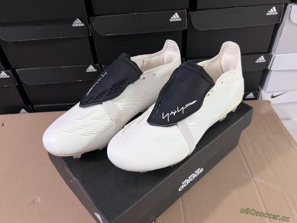 Unisex Adidas Predator Elite Foldover Tongue FG Firm Ground Low-Tops Football Boots - Beige/Black/White