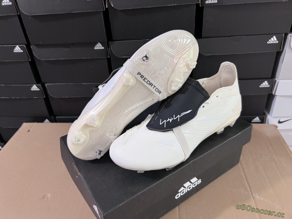 Unisex Adidas Predator Elite Foldover Tongue FG Firm Ground Low-Tops Football Boots - Beige/Black/White