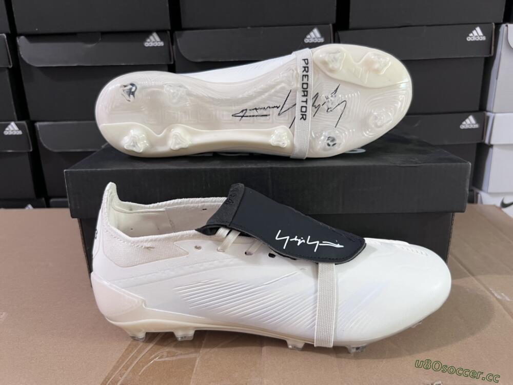 Unisex Adidas Predator Elite Foldover Tongue FG Firm Ground Low-Tops Football Boots - Beige/Black/White
