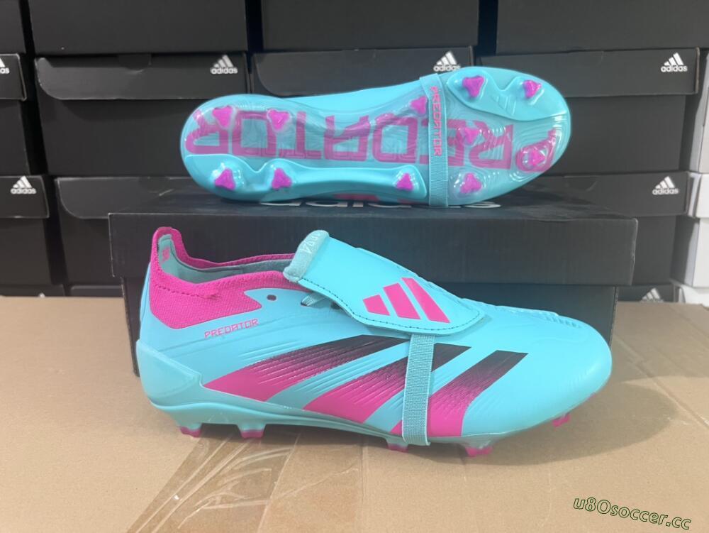 Unisex Adidas Predator Elite Foldover Tongue FG Firm Ground Low-Tops Football Boots - Jade/Red/Pink
