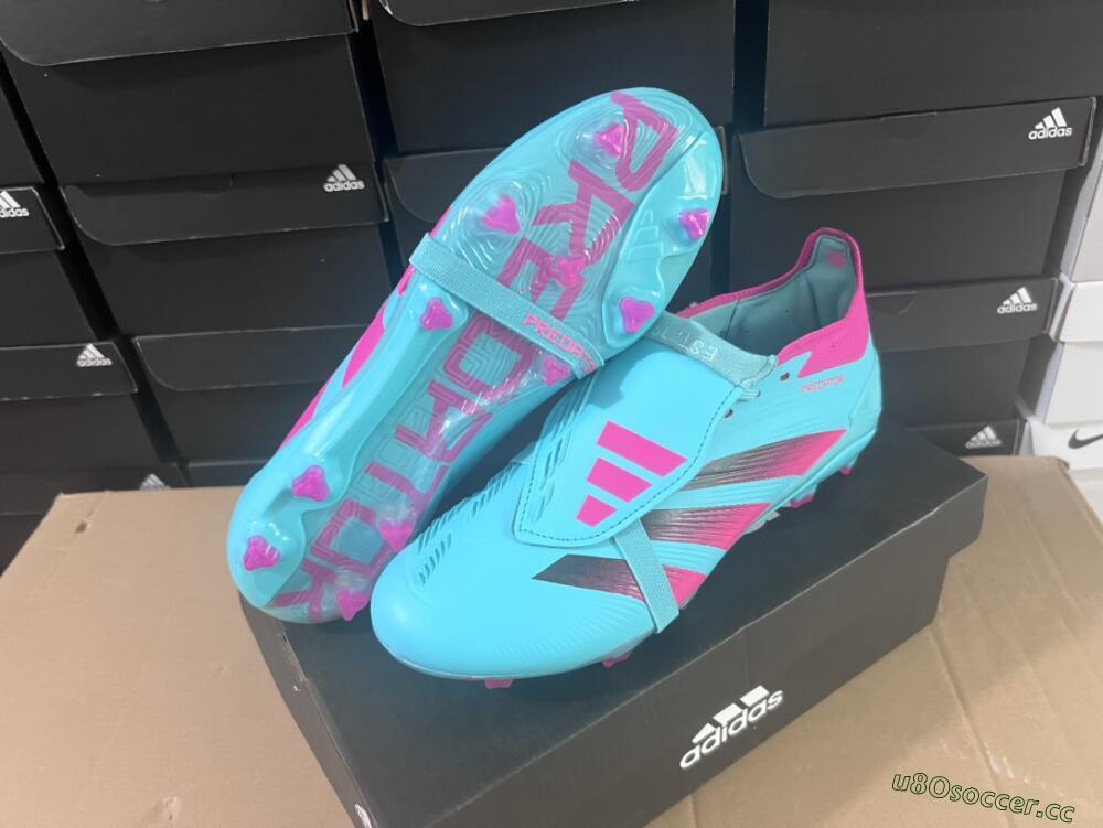 Unisex Adidas Predator Elite Foldover Tongue FG Firm Ground Low-Tops Football Boots - Jade/Red/Pink