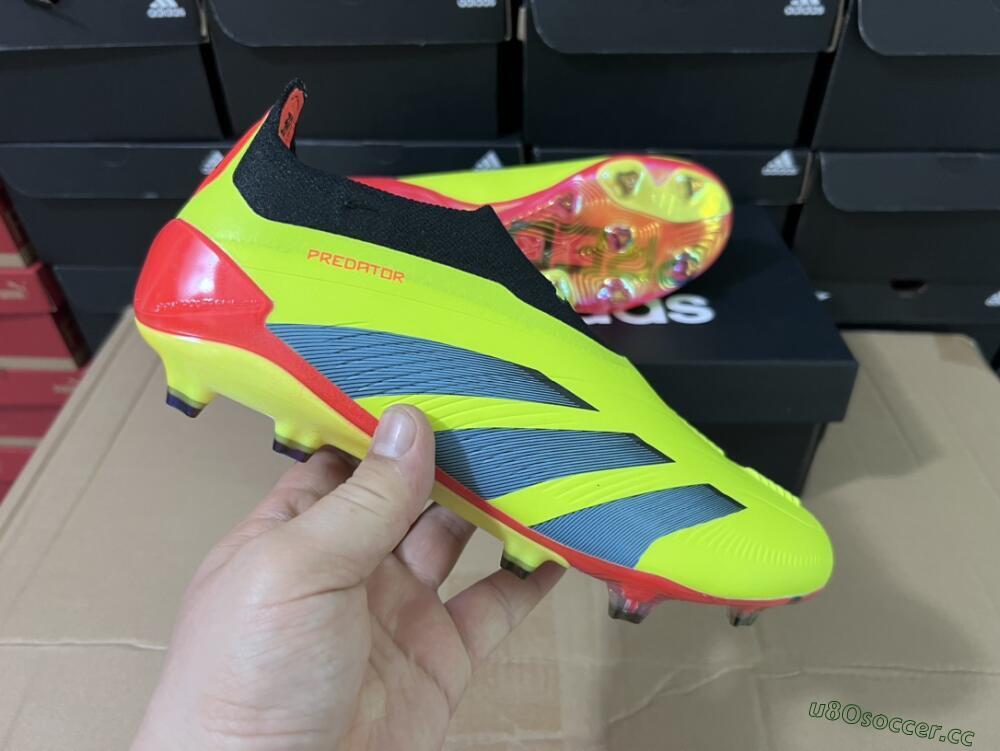 Unisex Adidas Predator Accuracy+ Laceless FG Firm Ground Low-Tops Football Boots - Yellow/Black/Grey
