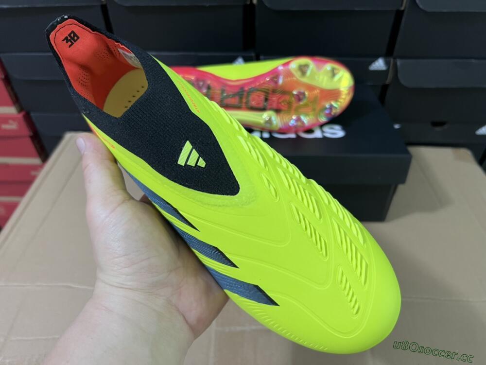 Unisex Adidas Predator Accuracy+ Laceless FG Firm Ground Low-Tops Football Boots - Yellow/Black/Grey