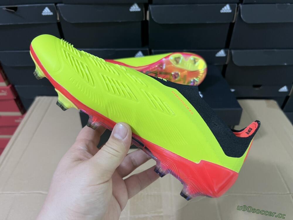 Unisex Adidas Predator Accuracy+ Laceless FG Firm Ground Low-Tops Football Boots - Yellow/Black/Grey