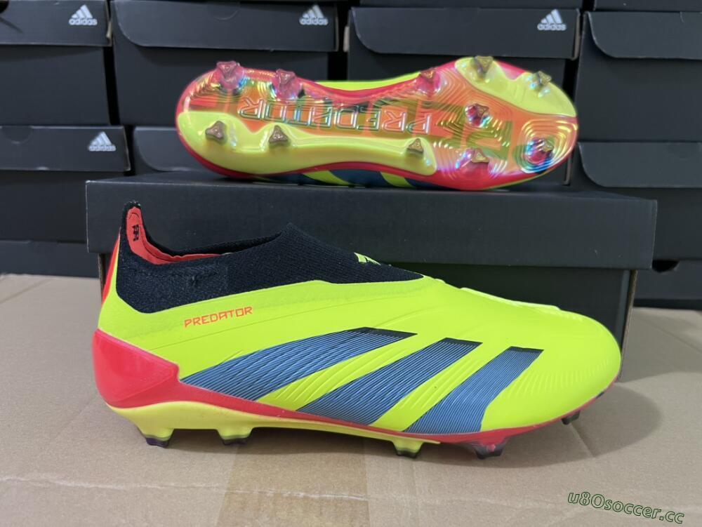 Unisex Adidas Predator Accuracy+ Laceless FG Firm Ground Low-Tops Football Boots - Yellow/Black/Grey