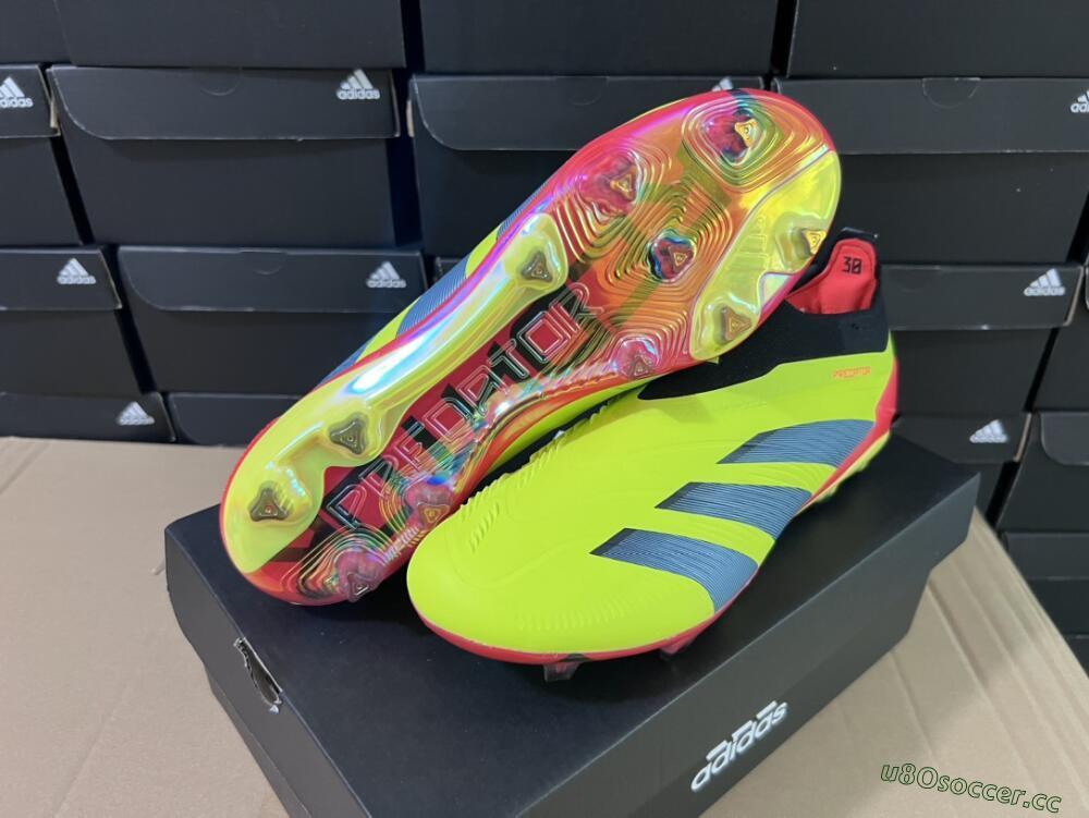 Unisex Adidas Predator Accuracy+ Laceless FG Firm Ground Low-Tops Football Boots - Yellow/Black/Grey