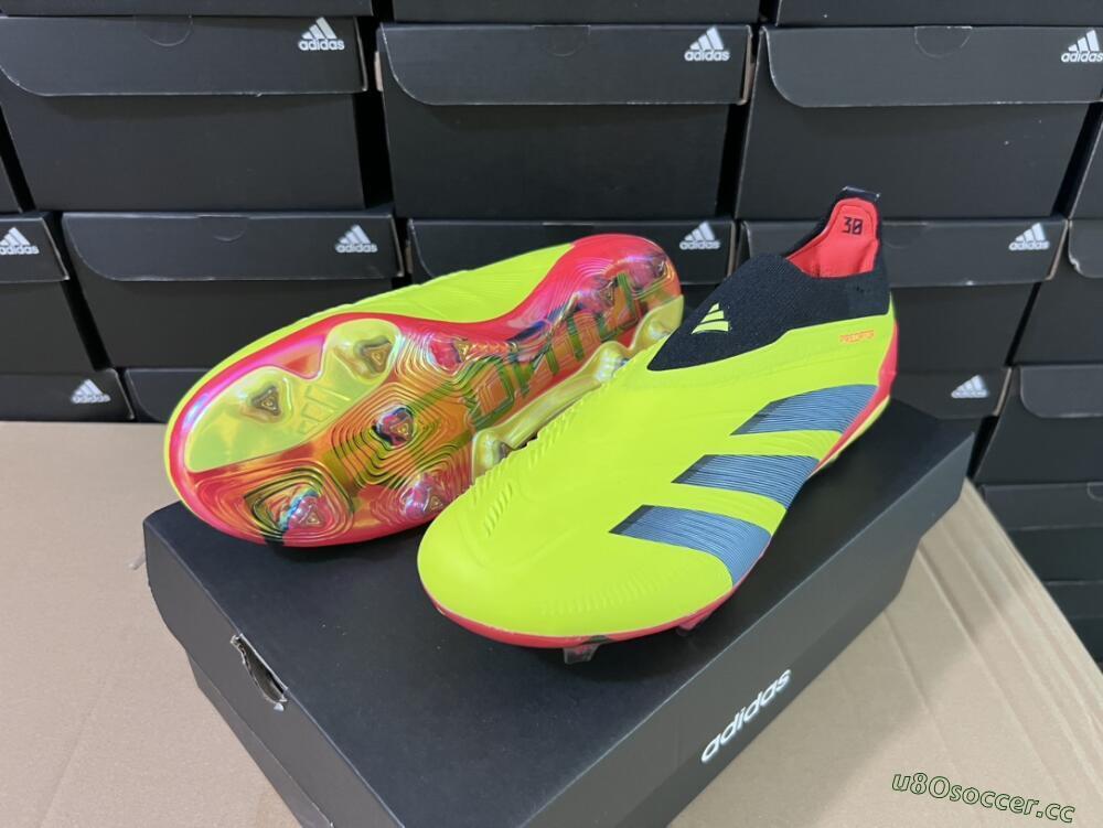 Unisex Adidas Predator Accuracy+ Laceless FG Firm Ground Low-Tops Football Boots - Yellow/Black/Grey