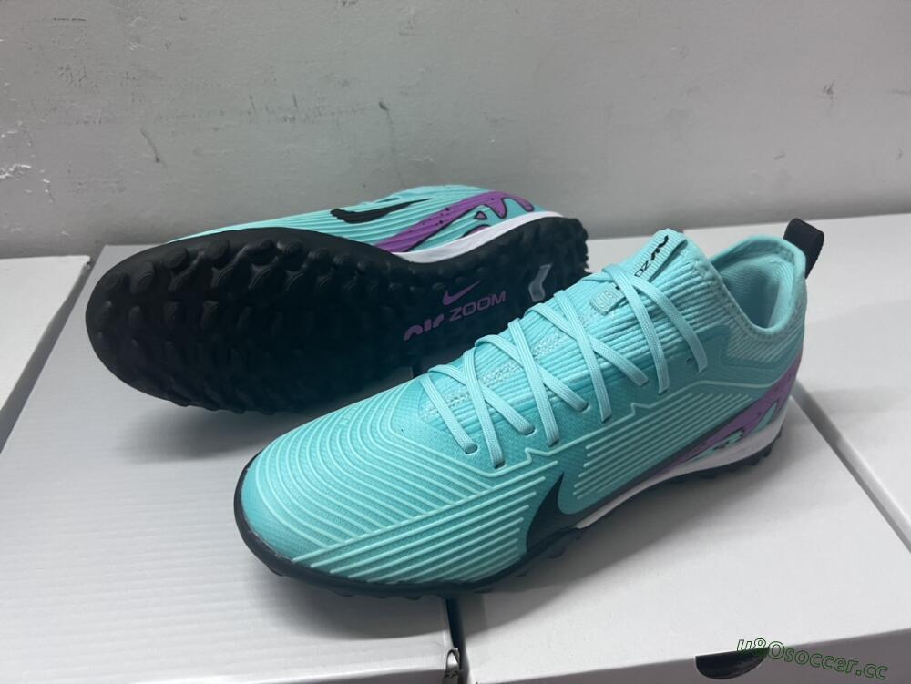 Unisex Nike Air Zoom Mercurial Vapor 15 Pro TF Artificial Turf Low-Tops Football Shoes - Jade/Black/Purple