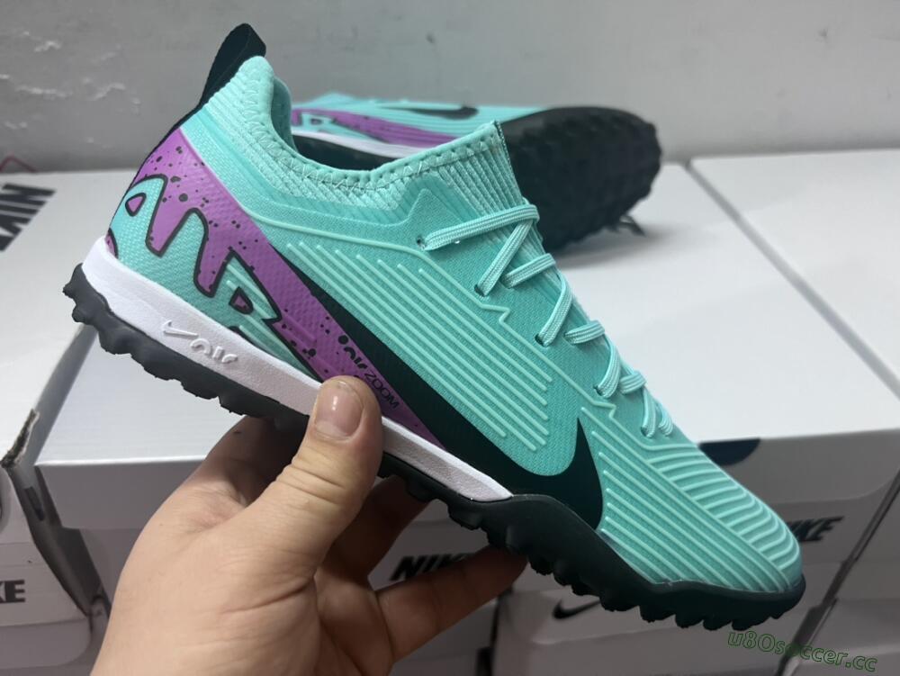 Unisex Nike Air Zoom Mercurial Vapor 15 Pro TF Artificial Turf Low-Tops Football Shoes - Jade/Black/Purple