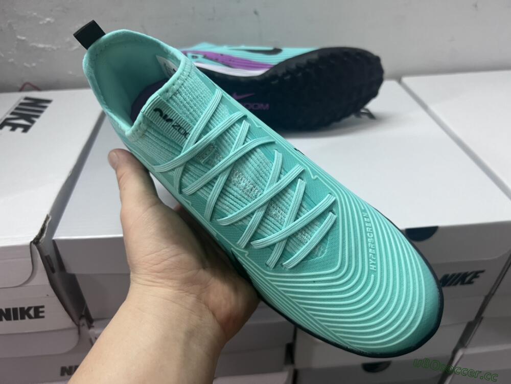 Unisex Nike Air Zoom Mercurial Vapor 15 Pro TF Artificial Turf Low-Tops Football Shoes - Jade/Black/Purple