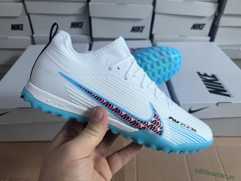 Unisex Nike Air Zoom Mercurial Vapor 15 Pro TF Artificial Turf Low-Tops Football Shoes - White/Blue/Pink