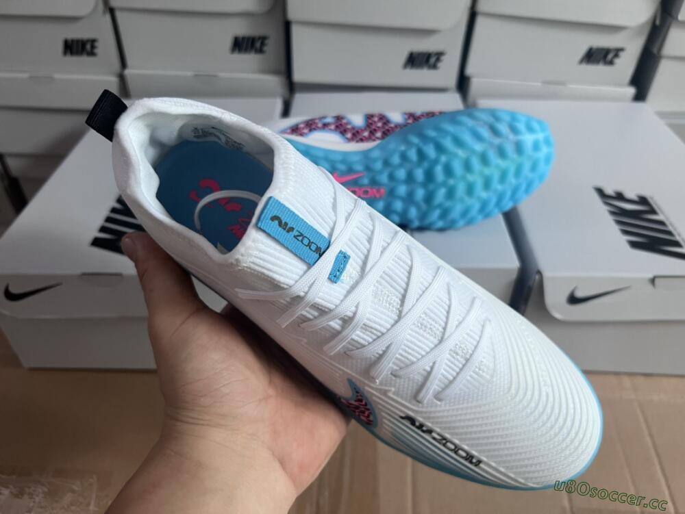 Unisex Nike Air Zoom Mercurial Vapor 15 Pro TF Artificial Turf Low-Tops Football Shoes - White/Blue/Pink