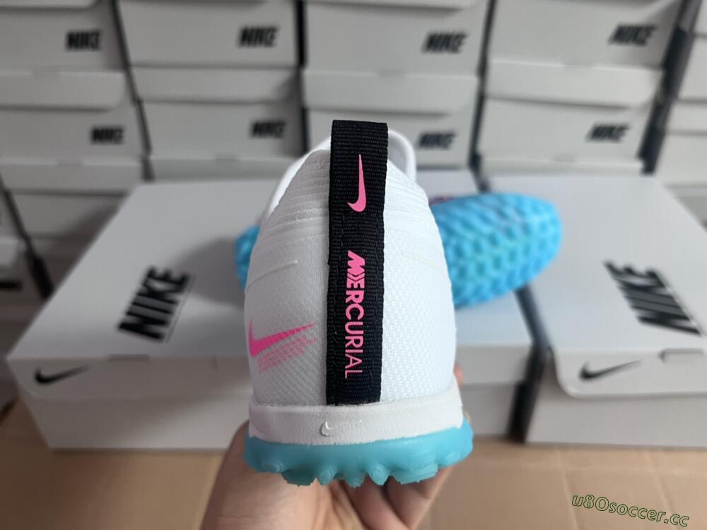 Unisex Nike Air Zoom Mercurial Vapor 15 Pro TF Artificial Turf Low-Tops Football Shoes - White/Blue/Pink