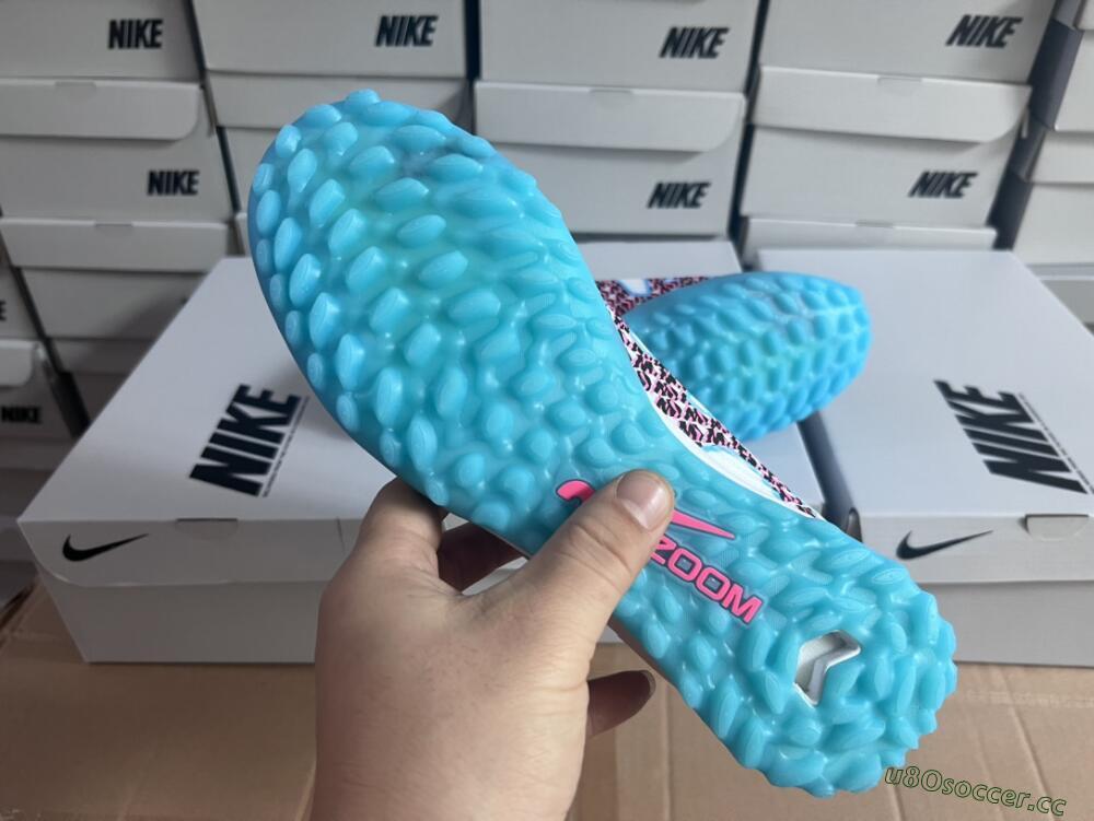 Unisex Nike Air Zoom Mercurial Vapor 15 Pro TF Artificial Turf Low-Tops Football Shoes - White/Blue/Pink