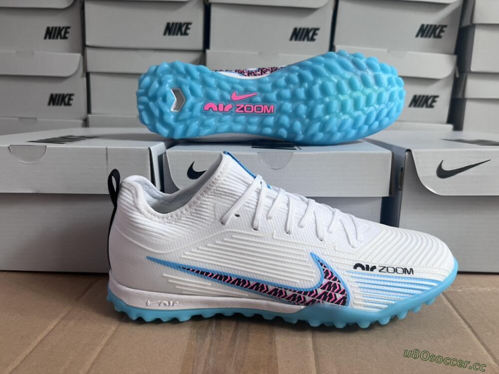 Unisex Nike Air Zoom Mercurial Vapor 15 Pro TF Artificial Turf Low-Tops Football Shoes - White/Blue/Pink