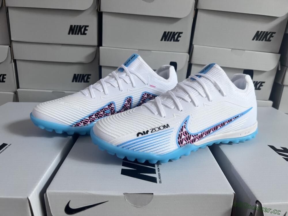 Unisex Nike Air Zoom Mercurial Vapor 15 Pro TF Artificial Turf Low-Tops Football Shoes - White/Blue/Pink