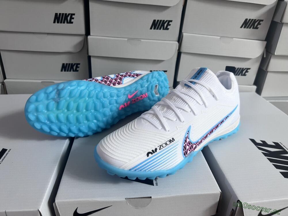 Unisex Nike Air Zoom Mercurial Vapor 15 Pro TF Artificial Turf Low-Tops Football Shoes - White/Blue/Pink