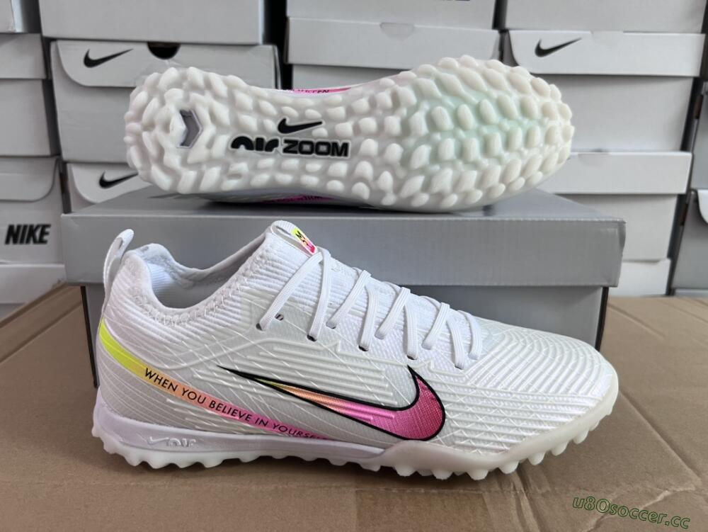 Men's Nike Air Zoom Mercurial Vapor 15 Elite TF Artificial Turf Low-Tops Football Shoes - White/Black/Pink