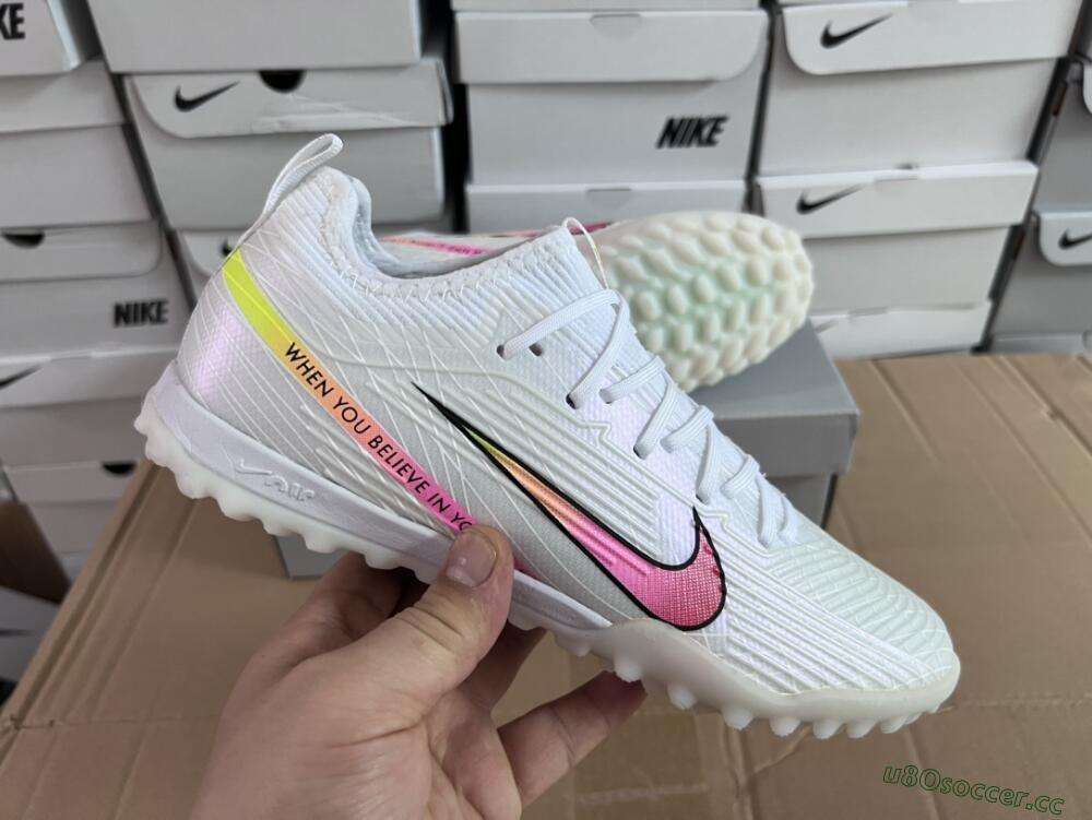 Men's Nike Air Zoom Mercurial Vapor 15 Elite TF Artificial Turf Low-Tops Football Shoes - White/Black/Pink