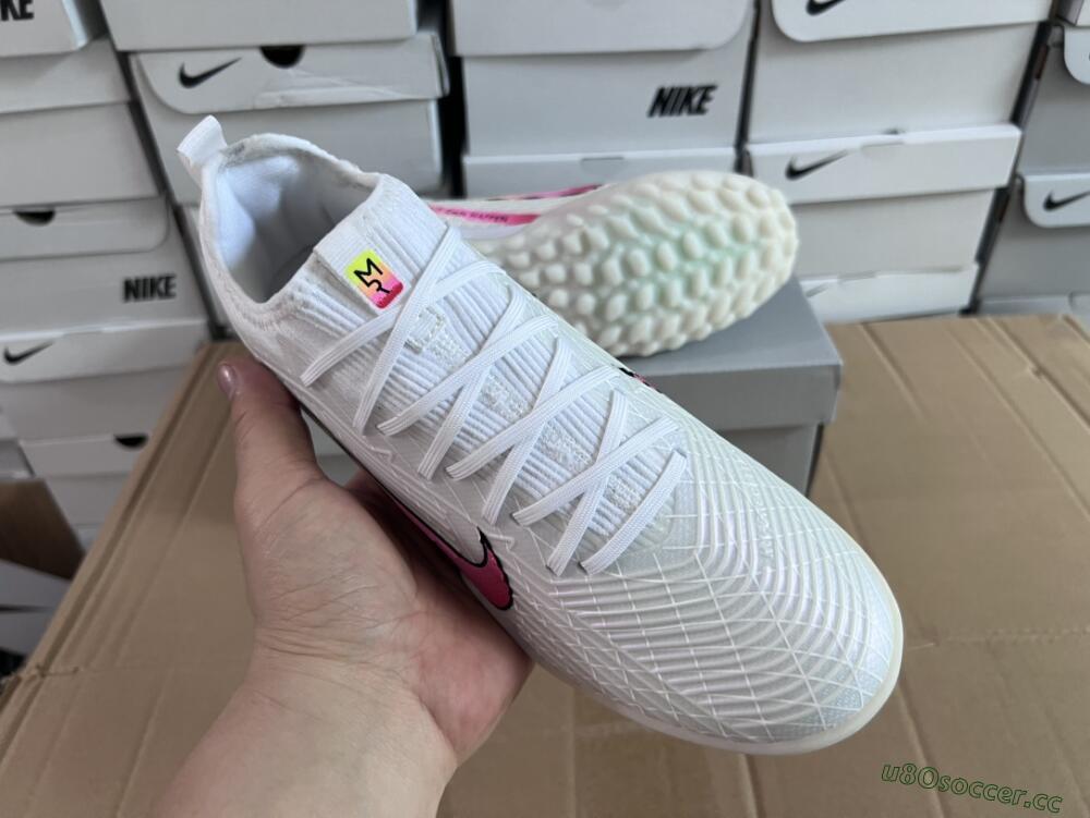 Men's Nike Air Zoom Mercurial Vapor 15 Elite TF Artificial Turf Low-Tops Football Shoes - White/Black/Pink