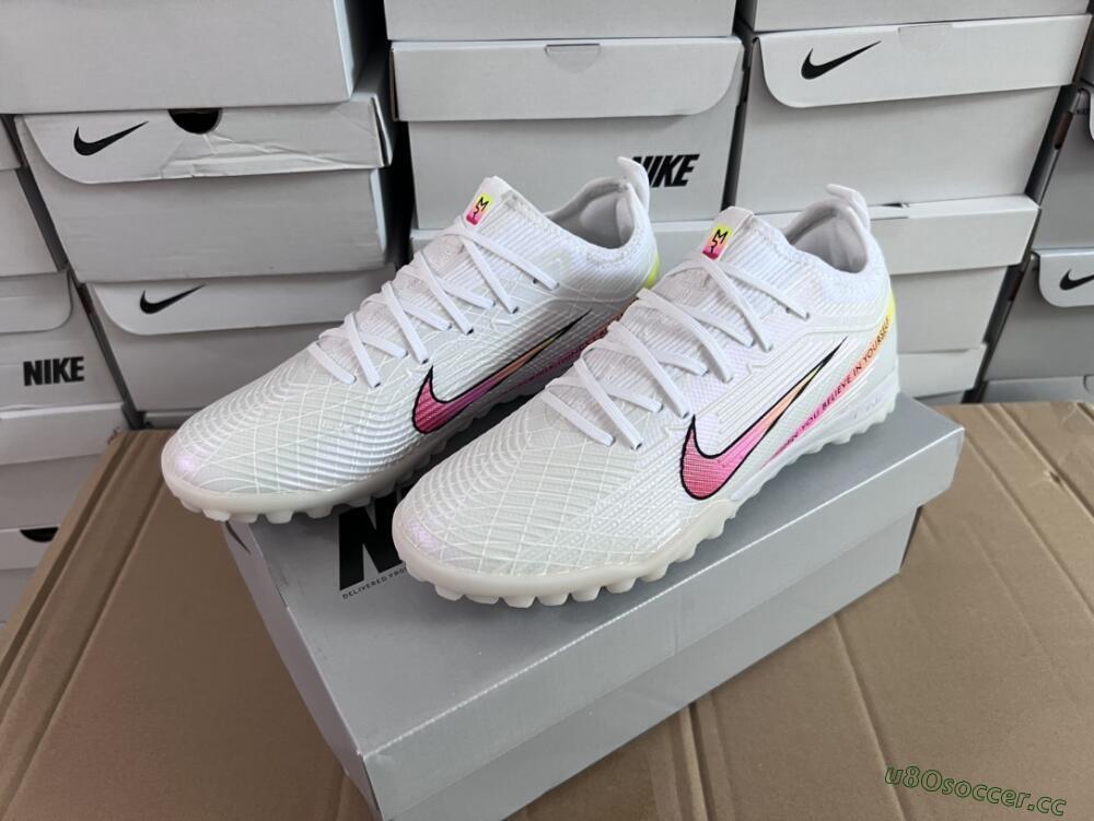 Men's Nike Air Zoom Mercurial Vapor 15 Elite TF Artificial Turf Low-Tops Football Shoes - White/Black/Pink