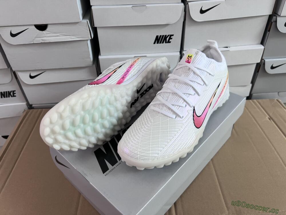 Men's Nike Air Zoom Mercurial Vapor 15 Elite TF Artificial Turf Low-Tops Football Shoes - White/Black/Pink
