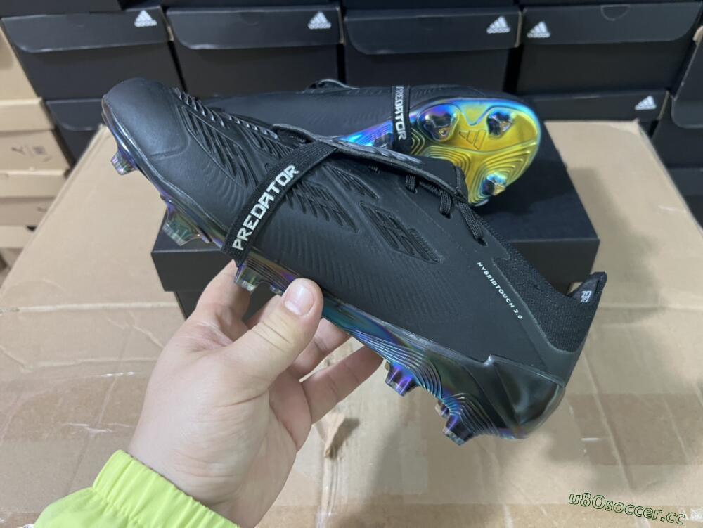 Men's Adidas Predator Elite Foldover Tongue FG Firm Ground Low-Tops Football Boots - Black/Silver/Gold